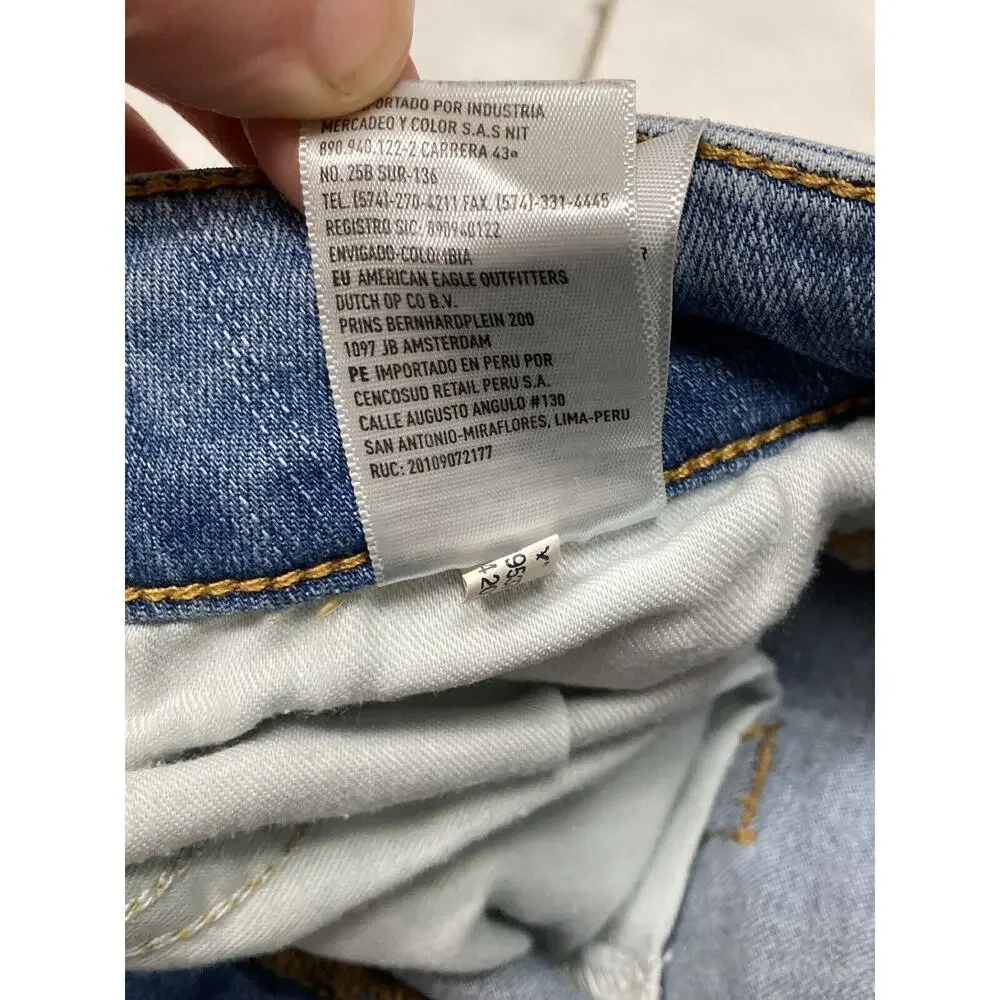 American Eagle Extreme Flex Slim Straight Light Wash Denim Jeans Size 26x28